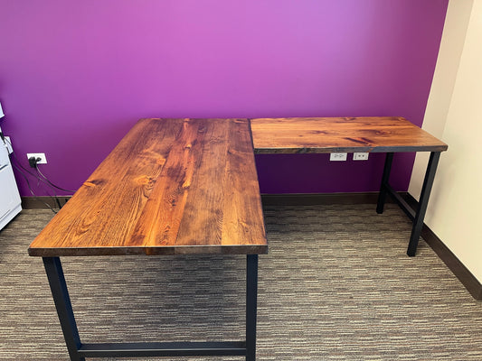 Modern L Shape Desk w/ Custom H Legs