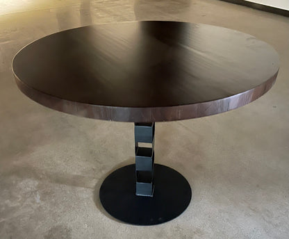 Round Black Walnut Dining Table Chain Link Base