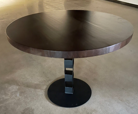 Round Black Walnut Dining Table Chain Link Base