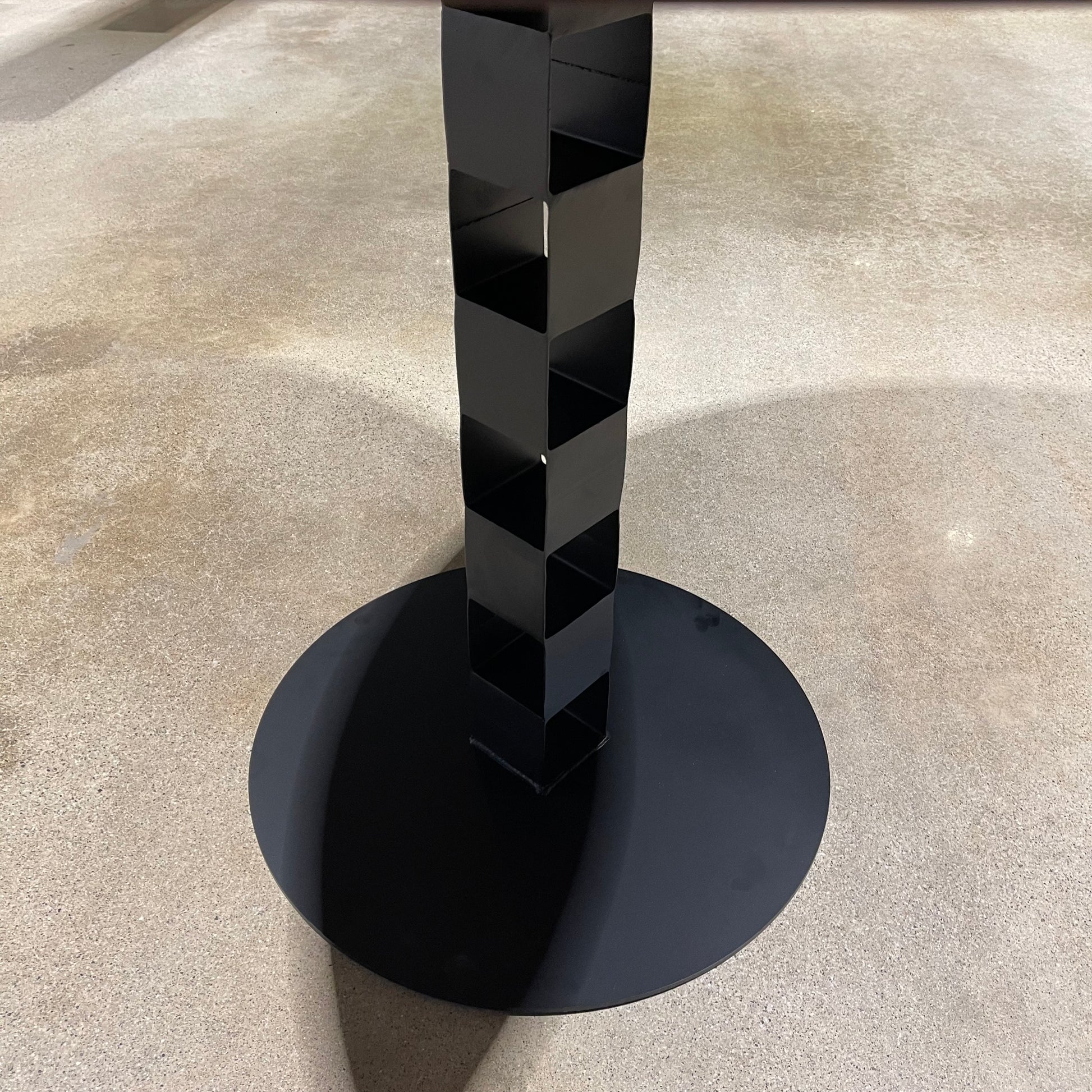 Round Black Walnut Dining Table Chain Link Base