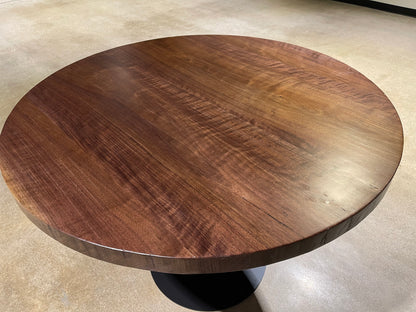 Round Black Walnut Dining Table Chain Link Base