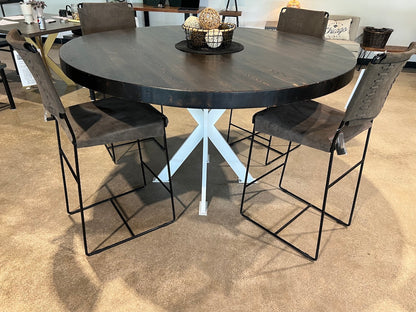 Reclaimed Round Table with X Base