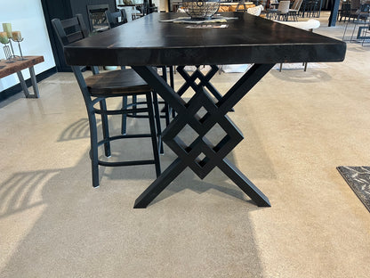 Reclaimed Wood Table with 5 Diamonds Base