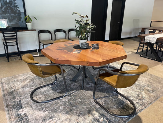 Reclaimed Octagon Table w/ X Base