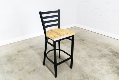 30 Inch Ladder Back Bar Stool (Matte Black)