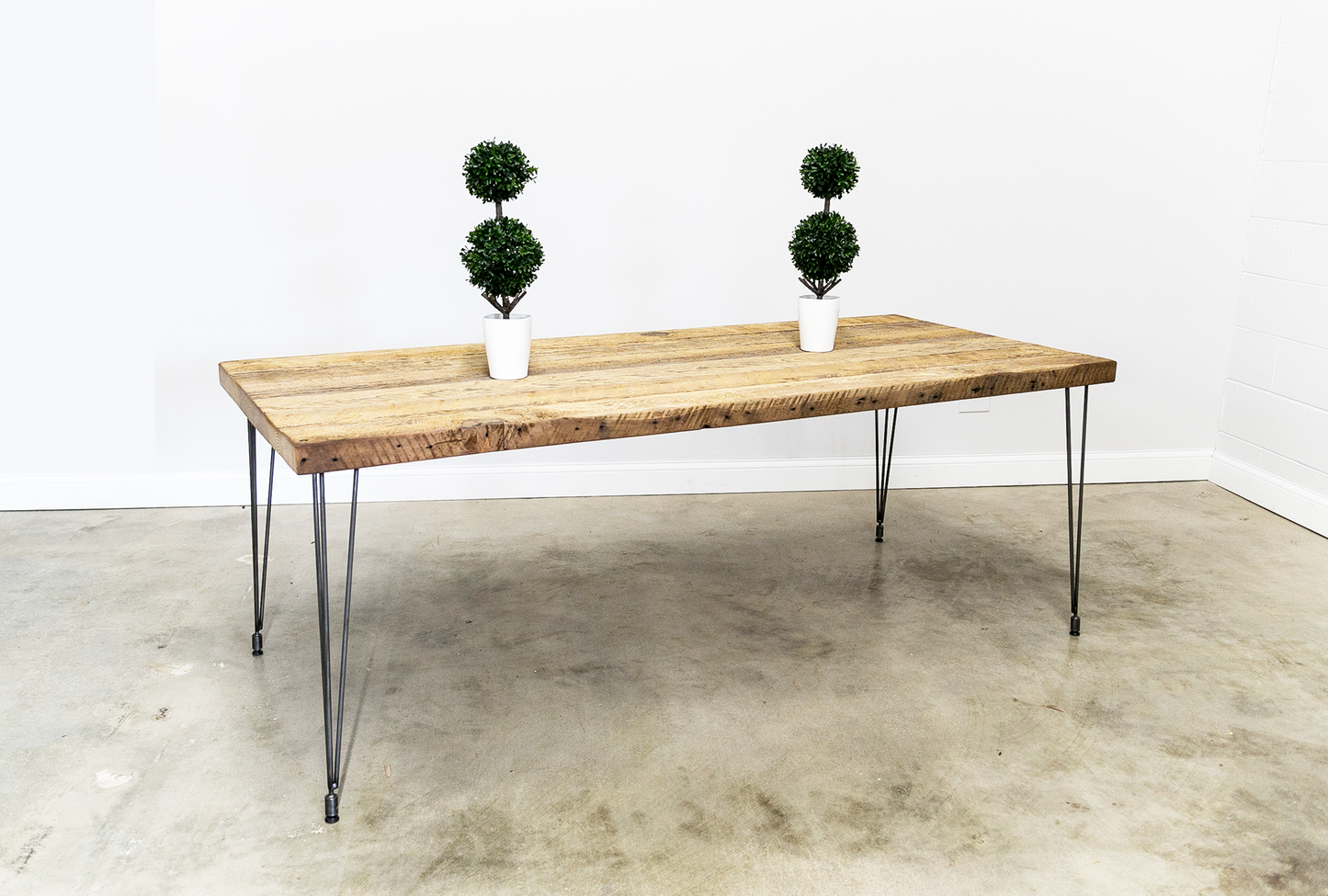Reclaimed Wood Table with Leveling Hairpin Legs
