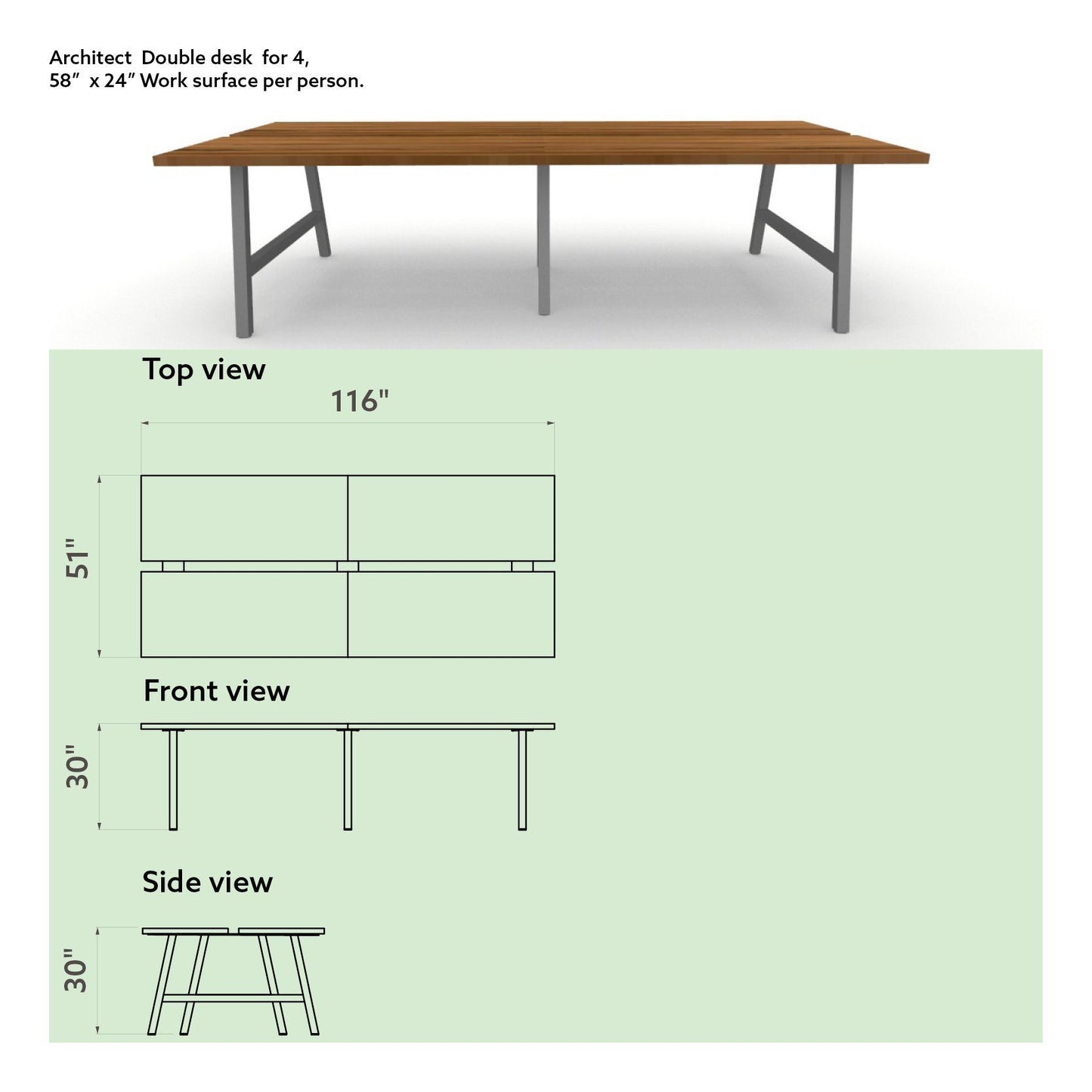 Architect Double Desk (Seats 4)