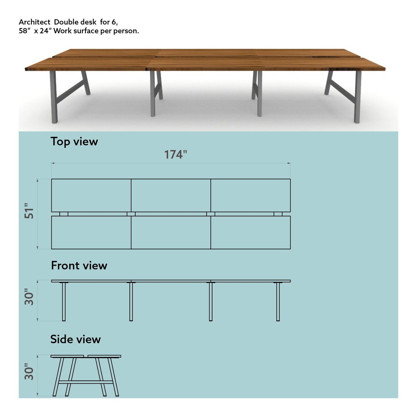 Architect Double Desk (Seats 6)