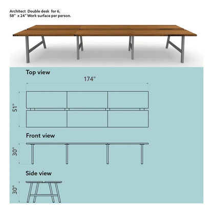 Architect Double Desk for 6