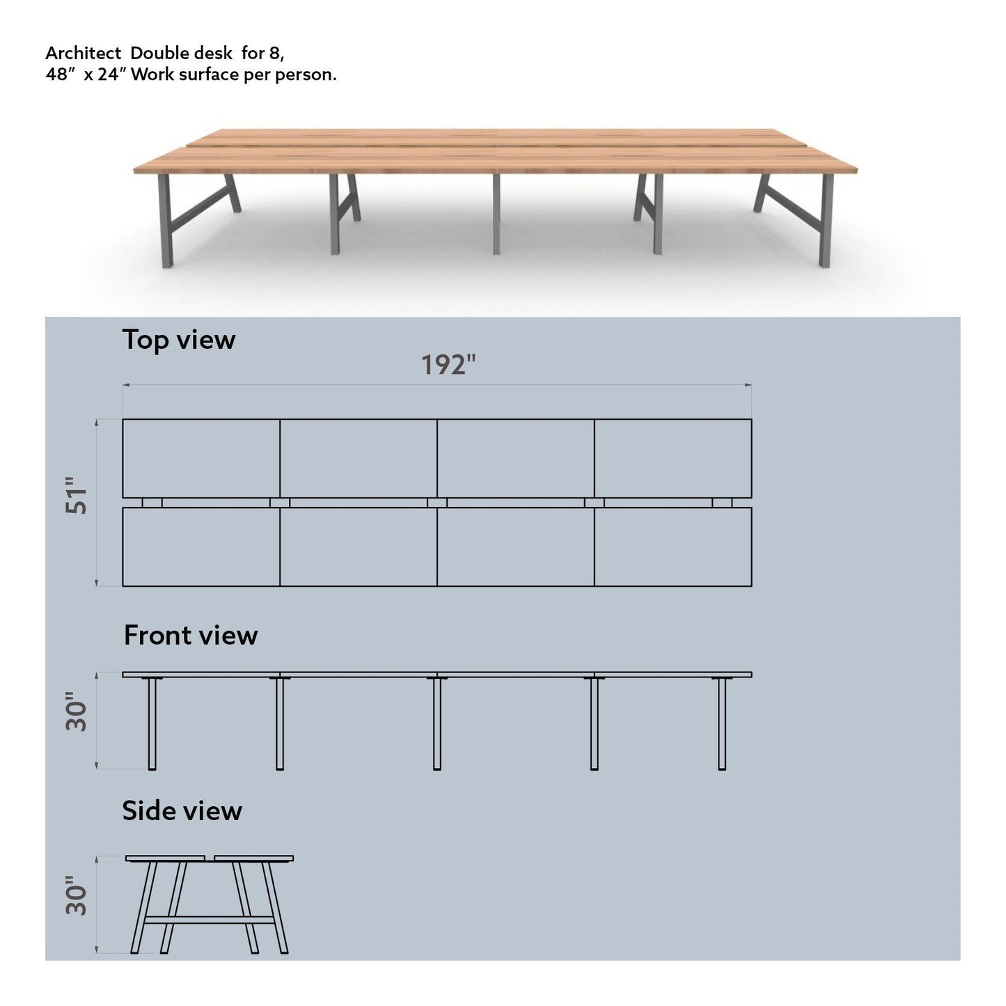Architect Double Desk (Seats 8)