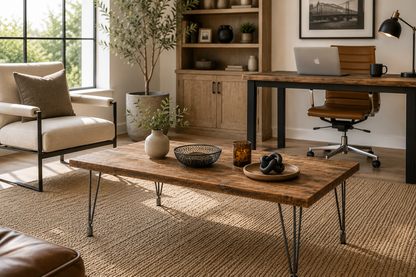 Coffee Table with Adjustable Leveling Hair Pin Legs