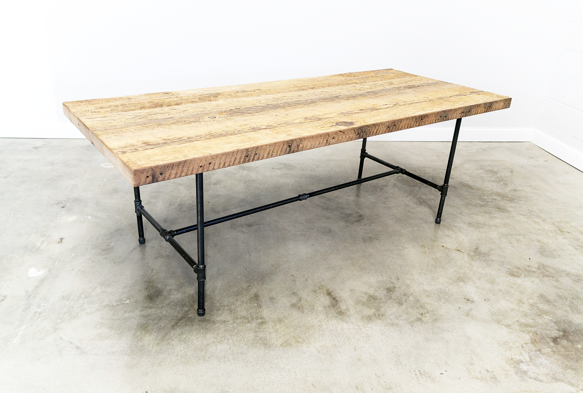 Reclaimed Wood Table with Black Pipe Leg Base