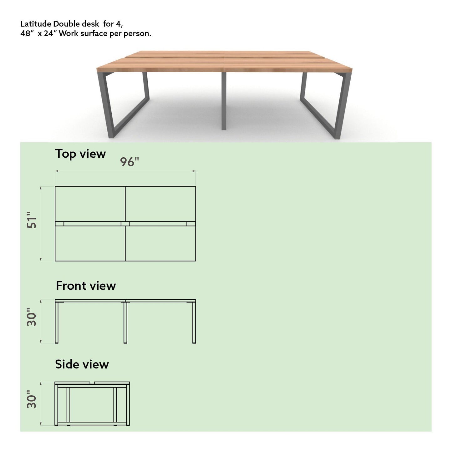 Latitude Double Desk (Seats 4)