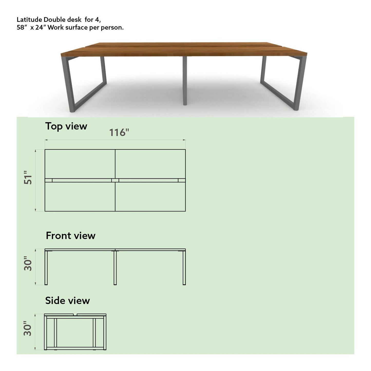 Latitude Double Desk (Seats 4)