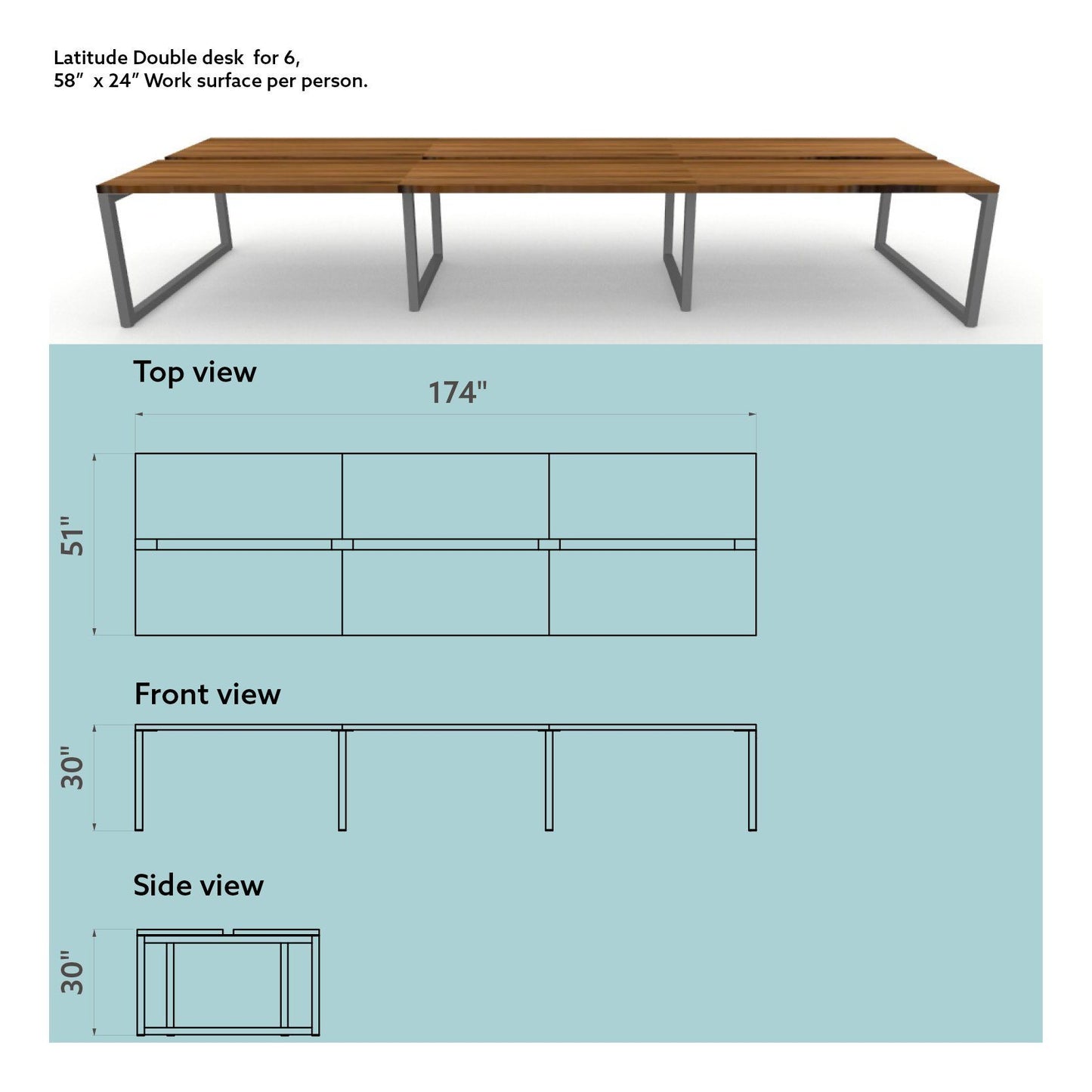 Latitude Double Desk (Seats 6)