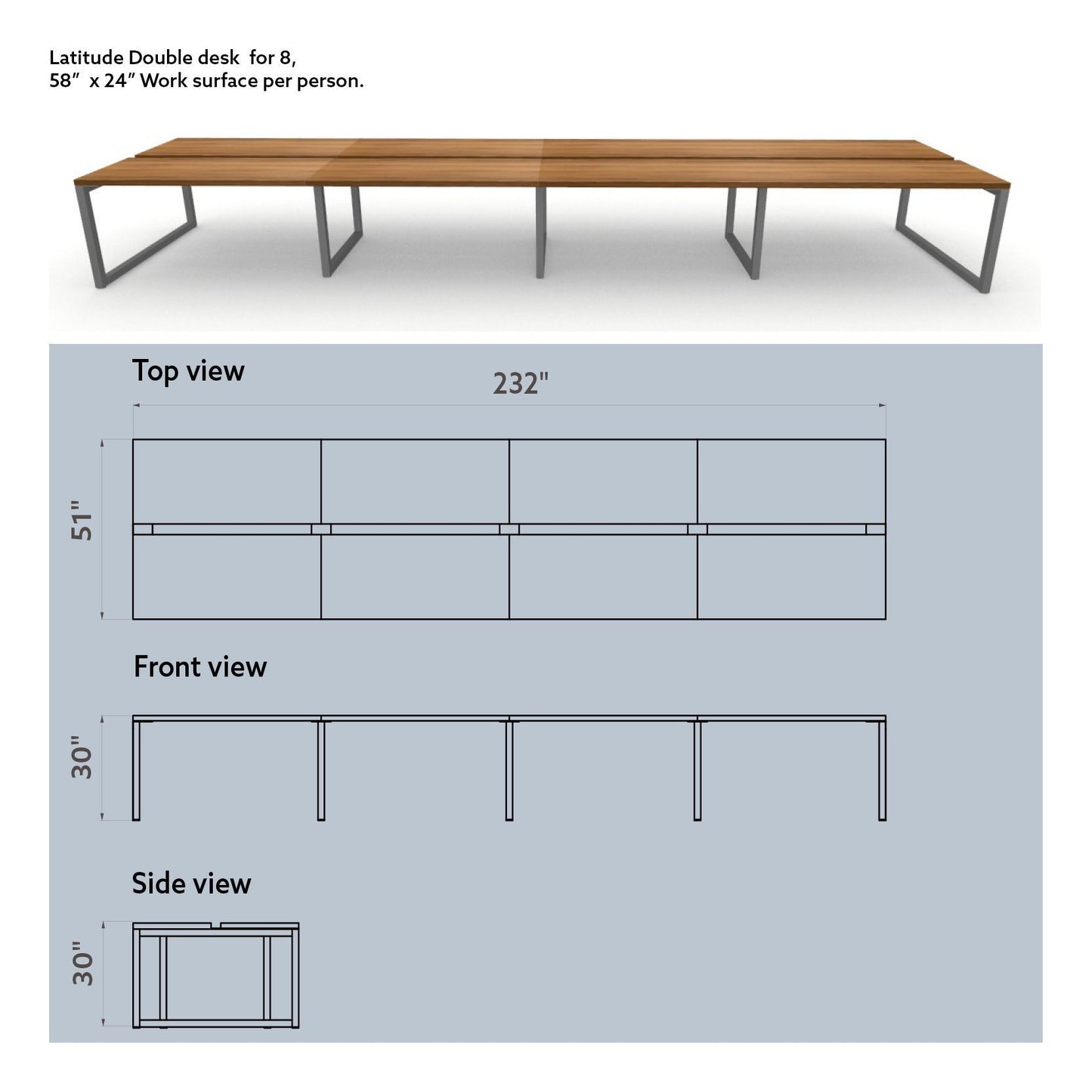 Latitude Double Desk (Seats 8)