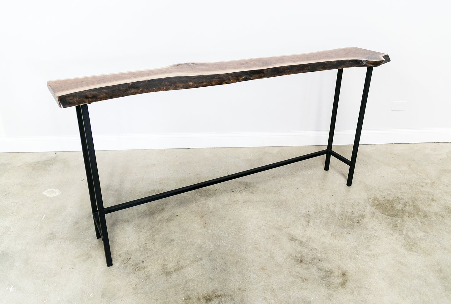 Live Edge Console Table with Square Tubing