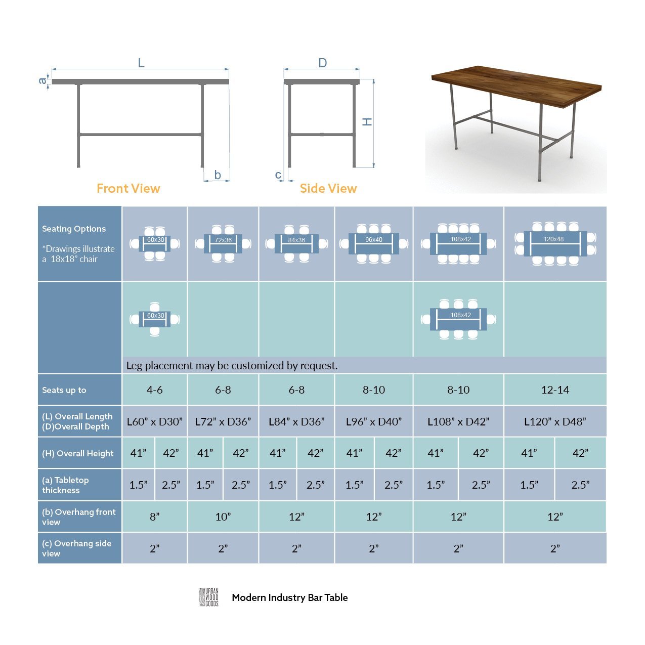Industry High Top Table (Crossbar Base)