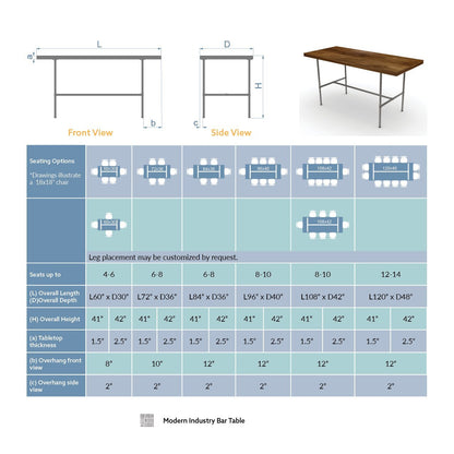 Industry High Top Table (Crossbar Base)