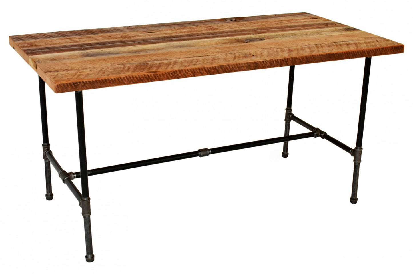 Reclaimed Wood Desk with Black Pipe Leg Base