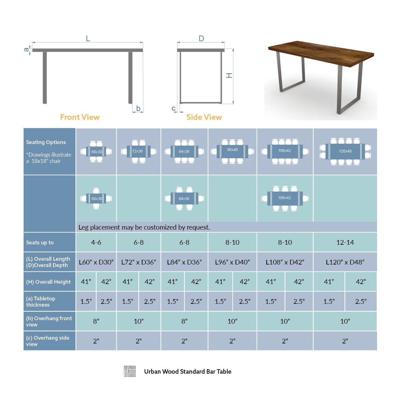 Wood Table (U-Shaped Legs)